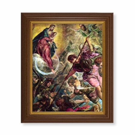 Battle of the Archangel St. Michael Dark Walnut Framed Art