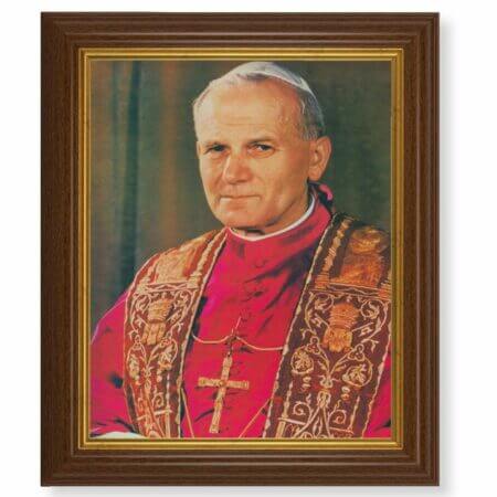 St. Pope John Paul II Dark Walnut Framed Art