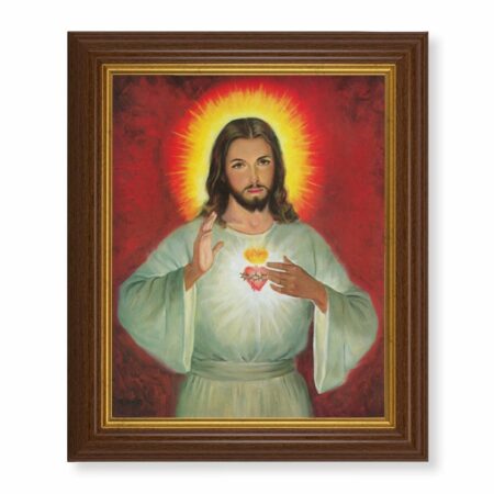 Sacred Heart of Jesus Dark Walnut Framed Art