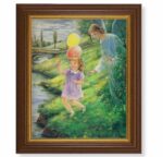 Guardian Angel with Girl Dark Walnut Framed Art