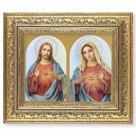 The Sacred Hearts Gold-Leaf Antique Framed Art