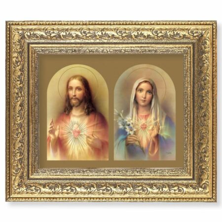 The Sacred Hearts Gold-Leaf Antique Framed Art