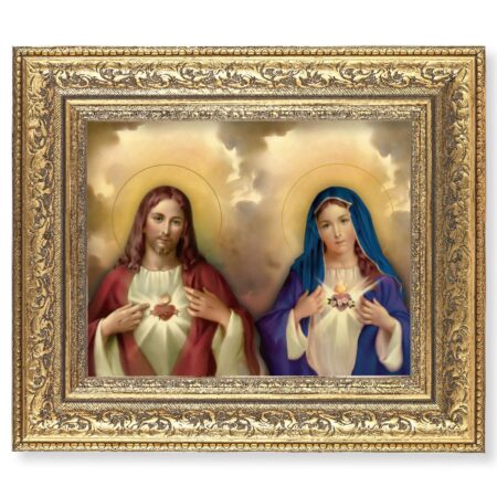The Sacred Hearts Gold-Leaf Antique Framed Art