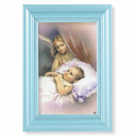 Guardian Angels Pearlized Blue Framed Art