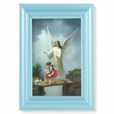 Guardian Angel Pearlized Blue Framed Art