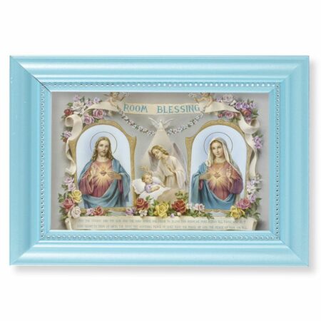 Baby Room Blessing Pearlized Blue Framed Art