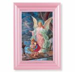 Guardian Angel Pearlized Pink Framed Art