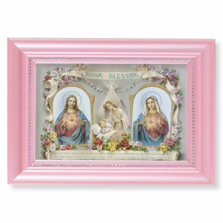 Baby Room Blessing Pearlized Pink Framed Art