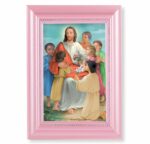 Christ with Children Pearlized Pink Framed Art