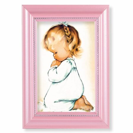 Praying Girl Pearlized Pink Framed Art