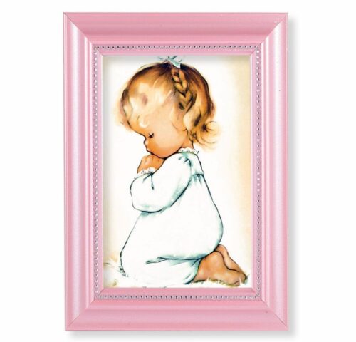 Praying Girl Pearlized Pink Framed Art