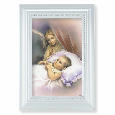 Guardian Angel Pearlized White Framed Art
