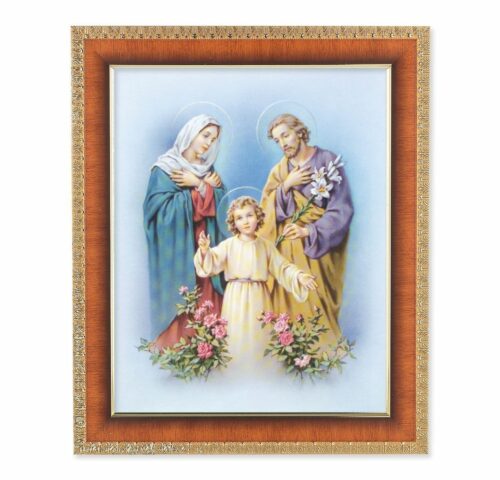 Holy Family Natural Tiger Cherry Framed Art