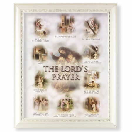 The Lord's Prayer Pearlized White Framed Art