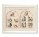 Ten Commandments Pearlized White Framed Art