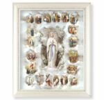 Mysteries of the Rosary Pearlized White Framed Art