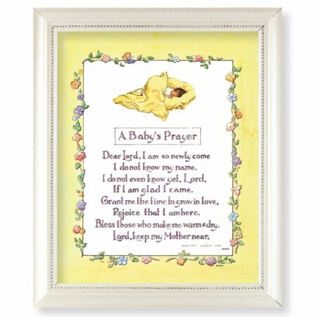 A Baby's Prayer Pearlized White Framed Art