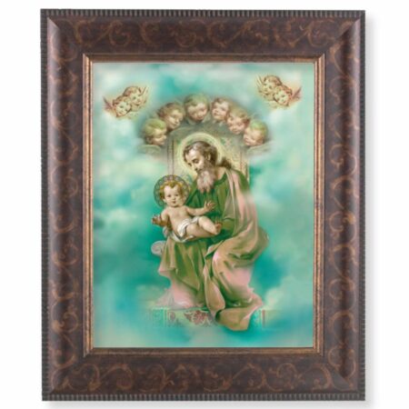 St. Joseph and Child Enthroned Art-Deco Framed Art