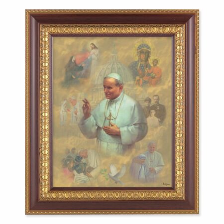 St. Pope John Paul II Cherry Gold Framed Art