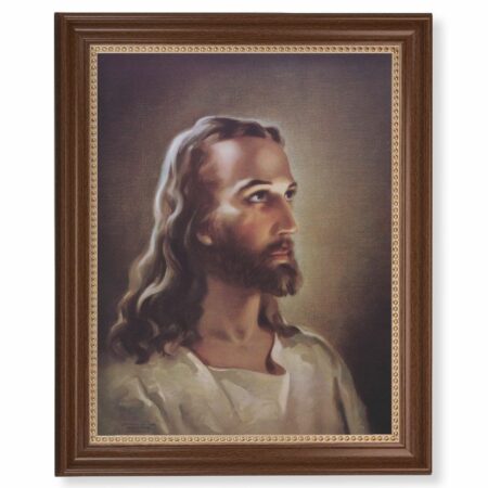 Head of Christ Dark Walnut Framed Art