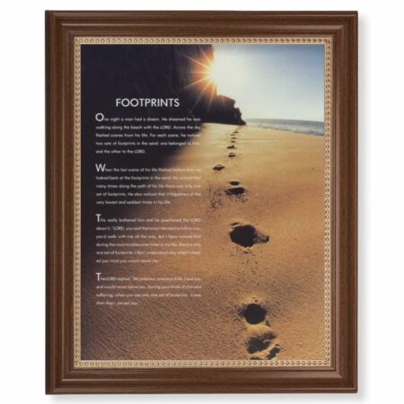 Footprints of Jesus Dark Walnut Framed Art