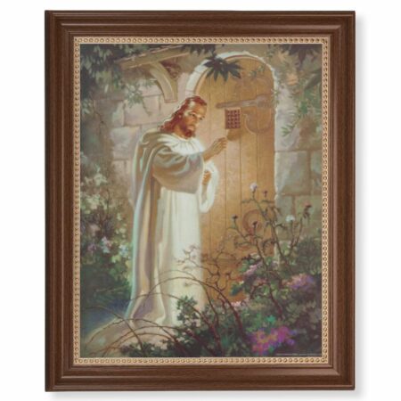 Christ Knocking Dark Walnut Framed Art
