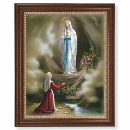 Our Lady of Lourdes Dark Walnut Framed Art