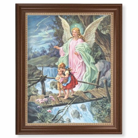 Guardian Angel Dark Walnut Framed Art