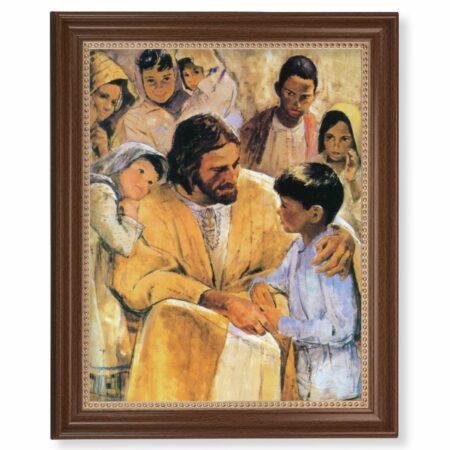 Christ with Children Dark Walnut Framed Art