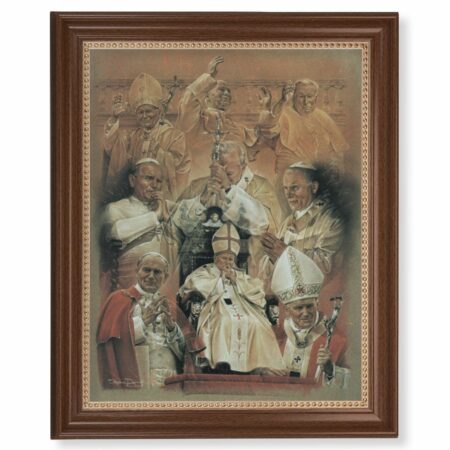 St. John Paul II Collage Dark Walnut Framed Art