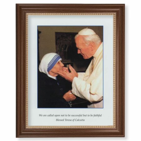 St. John Paul II & St. Teresa of Calcutta Dark Walnut Framed Art