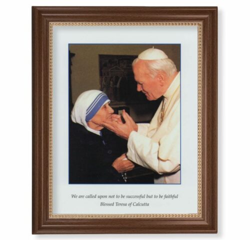 St. John Paul II & St. Teresa of Calcutta Dark Walnut Framed Art
