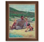Jesus on the Beach with Children Dark Walnut Framed Art