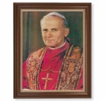 St. John Paul II Dark Walnut Framed Art