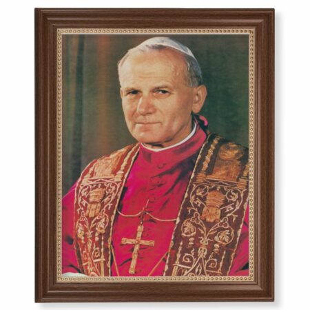 St. John Paul II Dark Walnut Framed Art