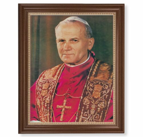 St. John Paul II Dark Walnut Framed Art