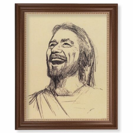 Laughing Christ Dark Walnut Framed Art