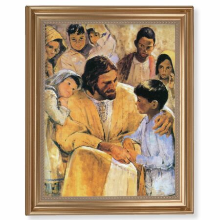 Christ with Children Gold Framed Art