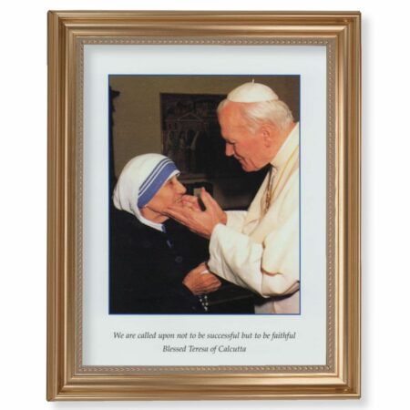 St. John Paul II & Saint Teresa of Calcutta Gold Framed Art