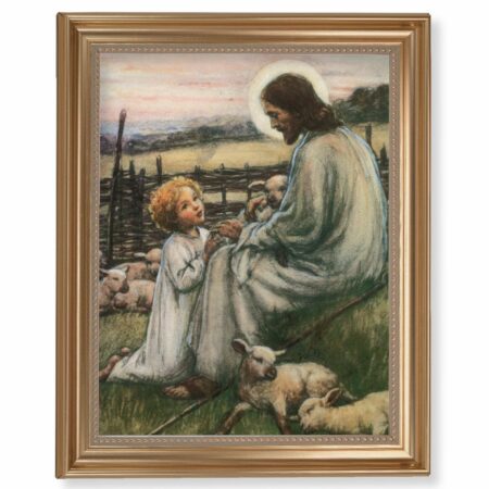 Jesus the Good Shepherd Gold Framed Art