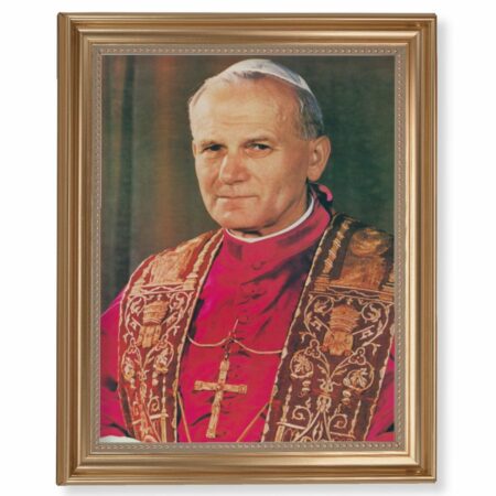 St. John Paul II Gold Framed Art