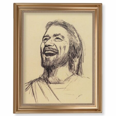 Laughing Christ Gold Framed Art