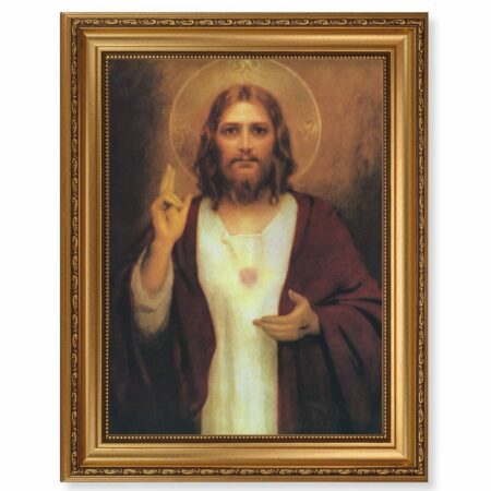 Sacred Heart of Jesus Antique Gold Framed Art