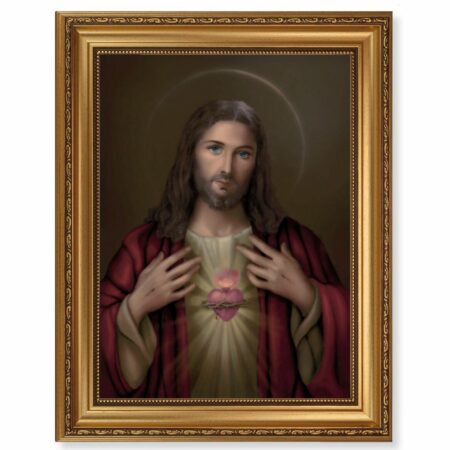 Sacred Heart of Jesus Antique Gold Framed Art