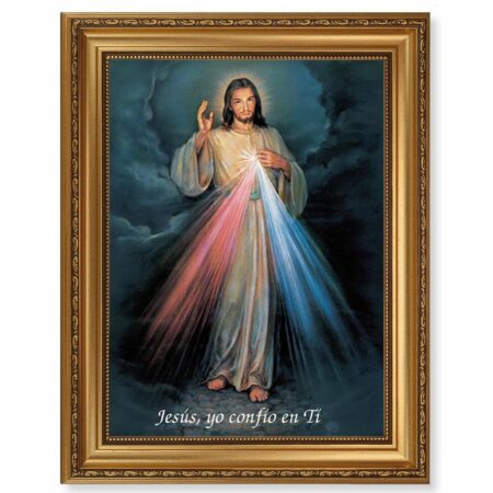 Divine Mercy (Spanish) Antique Gold Framed Art