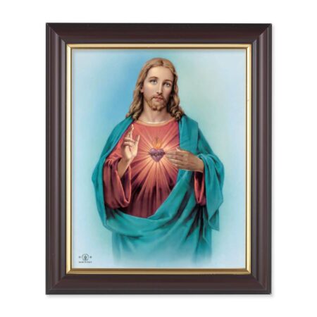 Sacred Heart of Jesus Walnut Framed Art