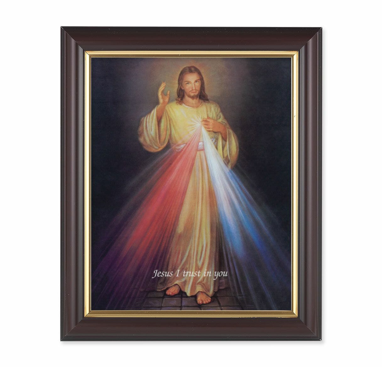 Divine Mercy Walnut Framed Art - Buy Religious Catholic Store