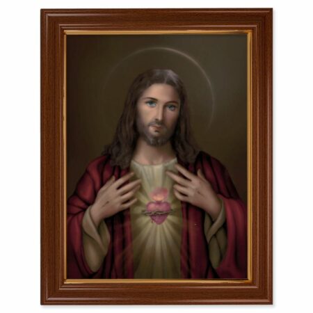 Sacred Heart of Jesus Walnut Finish Framed Art
