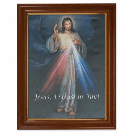 Divine Mercy Walnut Finish Framed Canvas Art