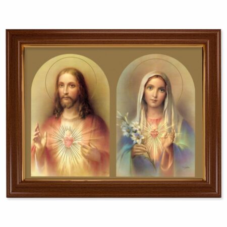 The Sacred Hearts Walnut Finish Framed Art